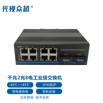 千兆2光8电单/多模双纤双光两光八电